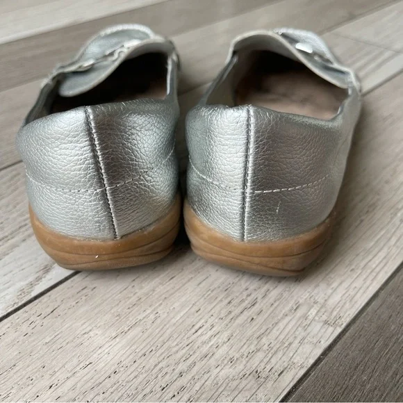 Easy Spirit Womens Avienta Leather Slip On Loafers Silver 11 Medium - Picture 9 of 9